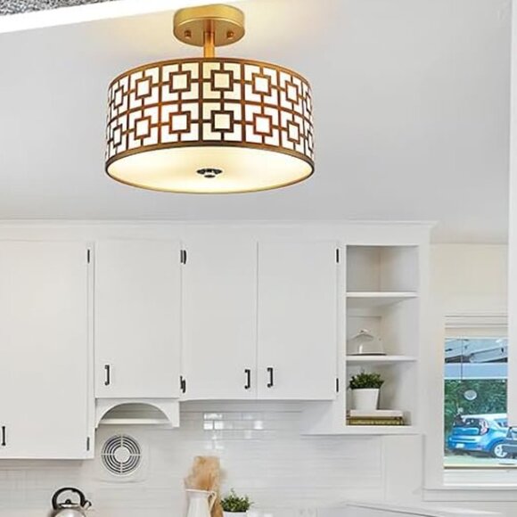 Depuley Other - Depuley 12.6" Modern Semi Flush Mount Ceiling Light | 3-Light Drum Fixture | NIB